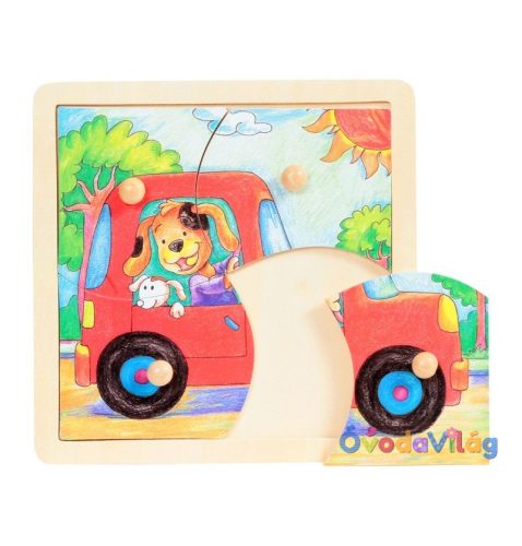 Fogantyús puzzle autós 4 db-os