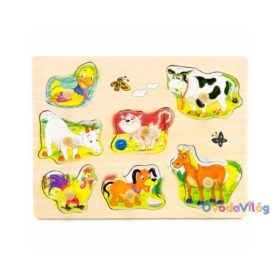 Fogantyús fa kirakójáték - Háziállatok