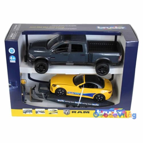 Bruder RAM 2500 Power Wagon autószállító utánfutóval (02504)