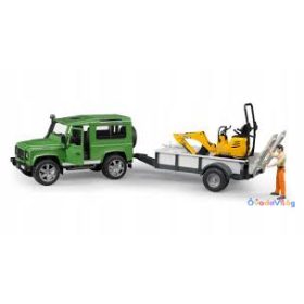   Bruder Land Rover Defender egytengelyű utánfutóval és JCB markolóval (02593)