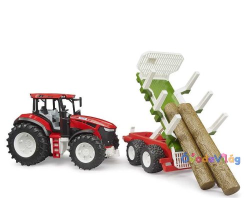 Bruder ROADMAX traktor erdészeti pótkocsival és 3 farönkkel (03453)