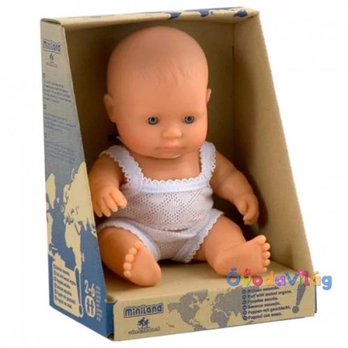 Európai lány baba fehérneműben 21cm-es dobozos Miniland