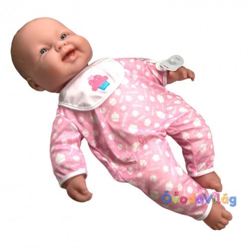 Berenguer Élethű játékbaba 51 cm-es puhatestű baba, lila pizsamában