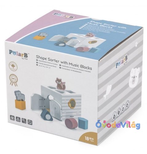 Formabedobó doboz csörgő formákkal