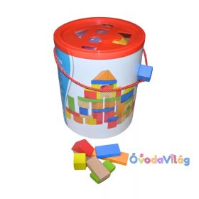 Építőkocka, kerek dobozos (80 db-os, színes)