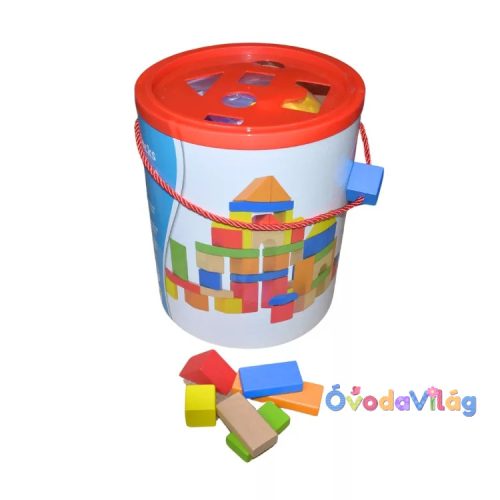 Építőkocka, kerek dobozos (80 db-os, színes)