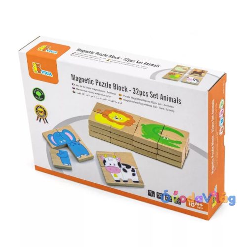 Mágneses fa puzzle - állatok