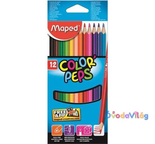 Színes ceruza készlet 12db-os MAPED "Color Peps" háromszögletű - ovodavilag.hu