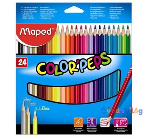 Színes ceruza készlet 24db-os MAPED "Color Peps" háromszögletű - ovodavilag.hu