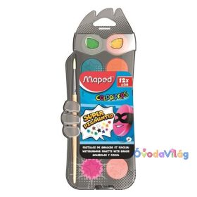 Vízfesték készlet 12db-os MAPED 30mm-es korong + ajándék ecset - ovodavilag.hu