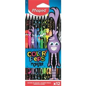   Színes ceruza készlet háromszögletű MAPED "Color'Peps Monster" 12 különböző szín