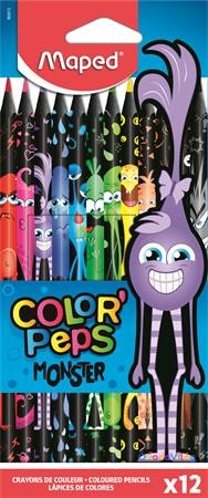 Színes ceruza készlet háromszögletű MAPED "Color'Peps Monster" 12 különböző szín